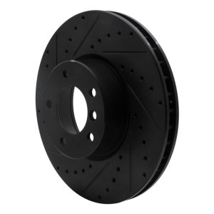 BMW 540I Brake Rotor (1) - Front Left - R1 Concepts - Drilled & Slotted - Black - `00-`03